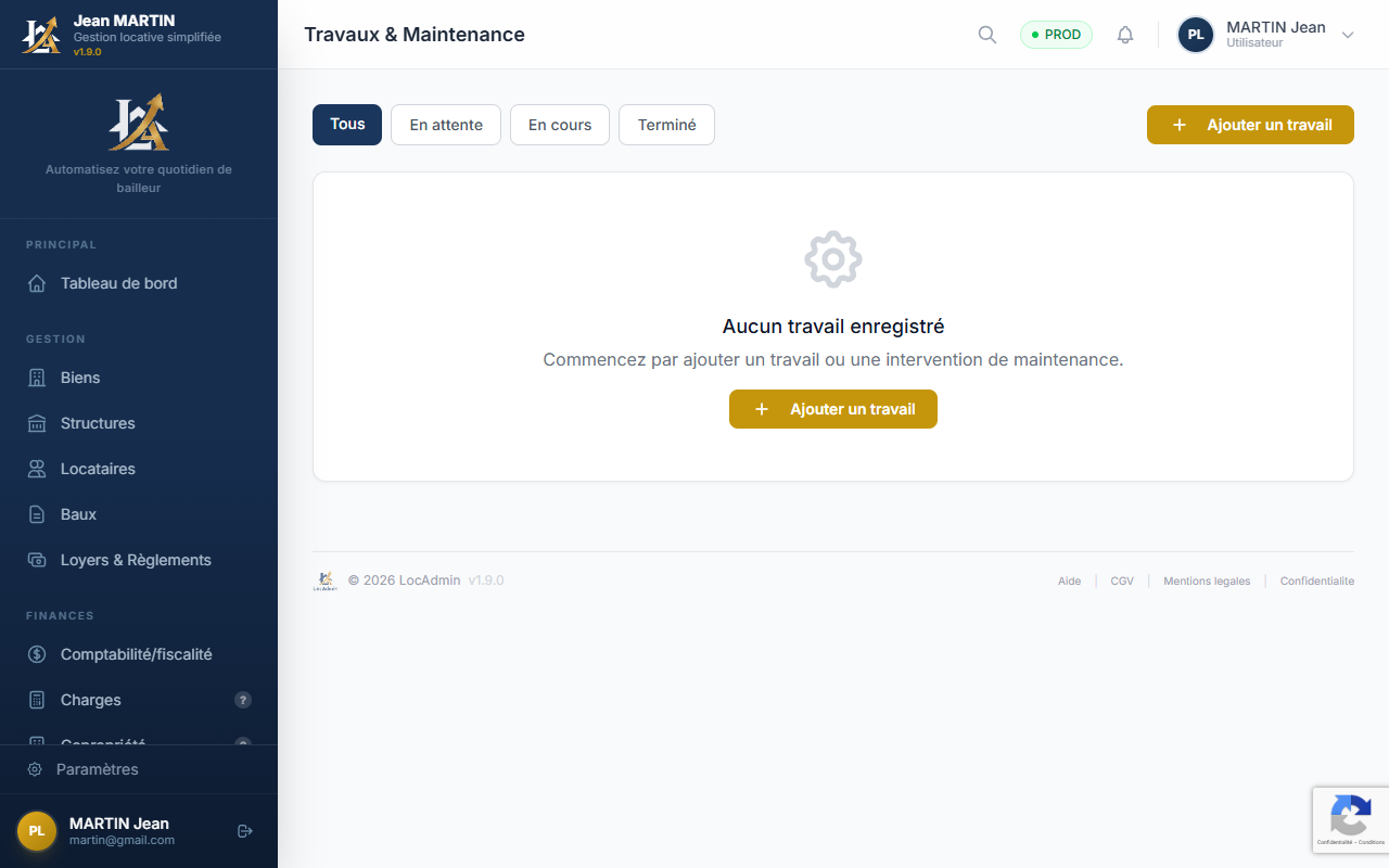 Liste des travaux